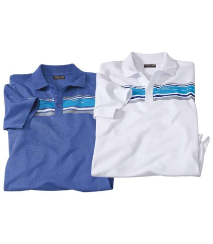 Pack of 2 Men's Marine Jersey Polo Shirts - Blue White