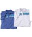 Pack of 2 Men's Marine Jersey Polo Shirts - Blue White