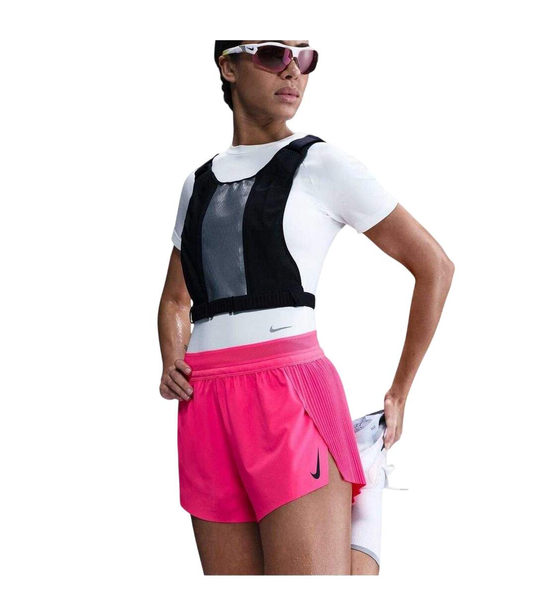 Womens/ladies Aero Swift Pleated Mid Rise Running Shorts Hyper Pink Nike-2