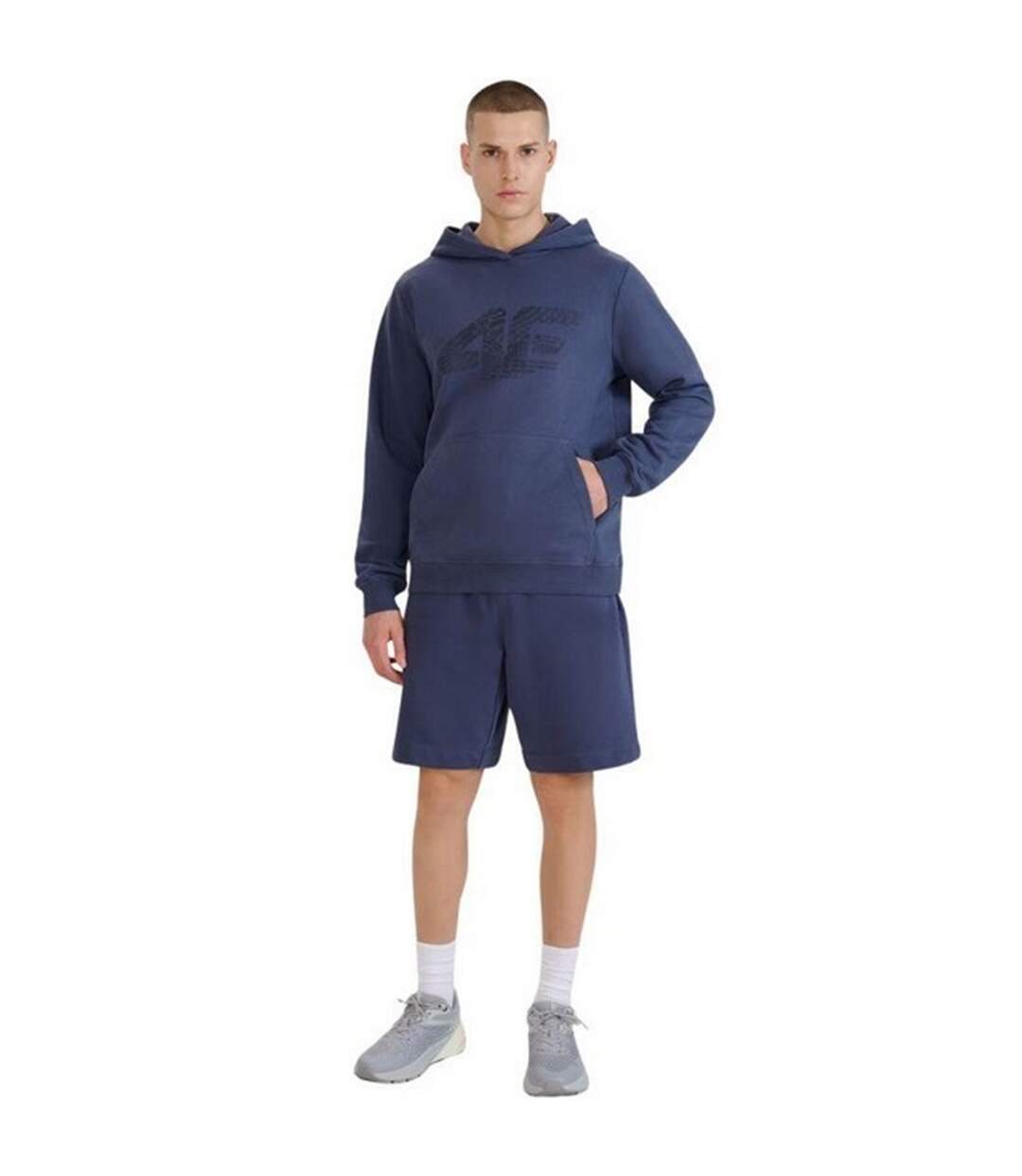 Sweat À Capuche Style Logo M1585 Homme Bleu Marine 4F-4