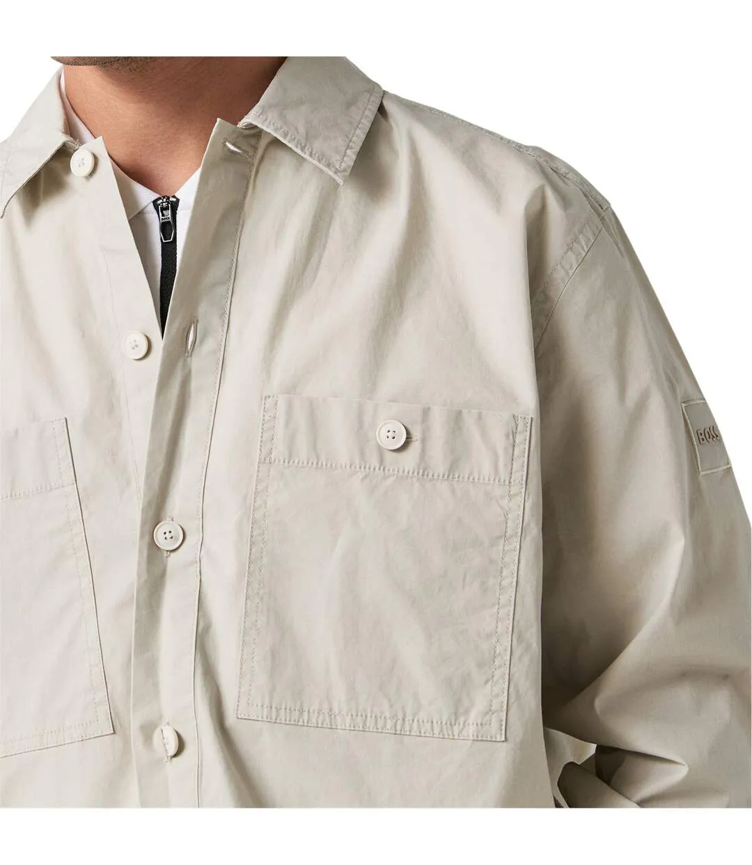 Surchemise Manches Longues Motif/style Fût Homme Beige Clair Boss-4