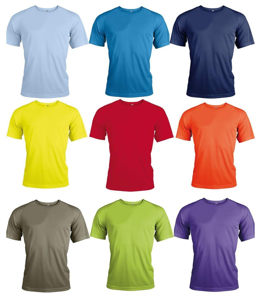 Lot 9 maillots sports - running - manches courtes - Homme - multicolores