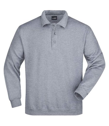 Sweat-shirt col polo - homme - JN041 - gris chiné