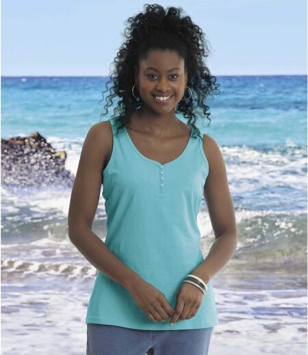 Paquet de 2 camisoles encolure cœur femme - turquoise marine
