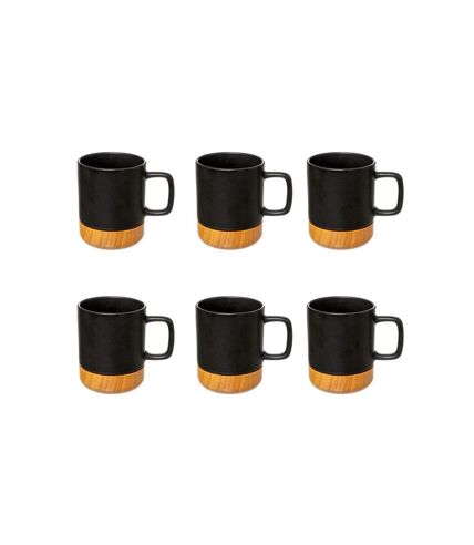 Lot de 6 Mugs Ronds Modern Wood 43cl Noir