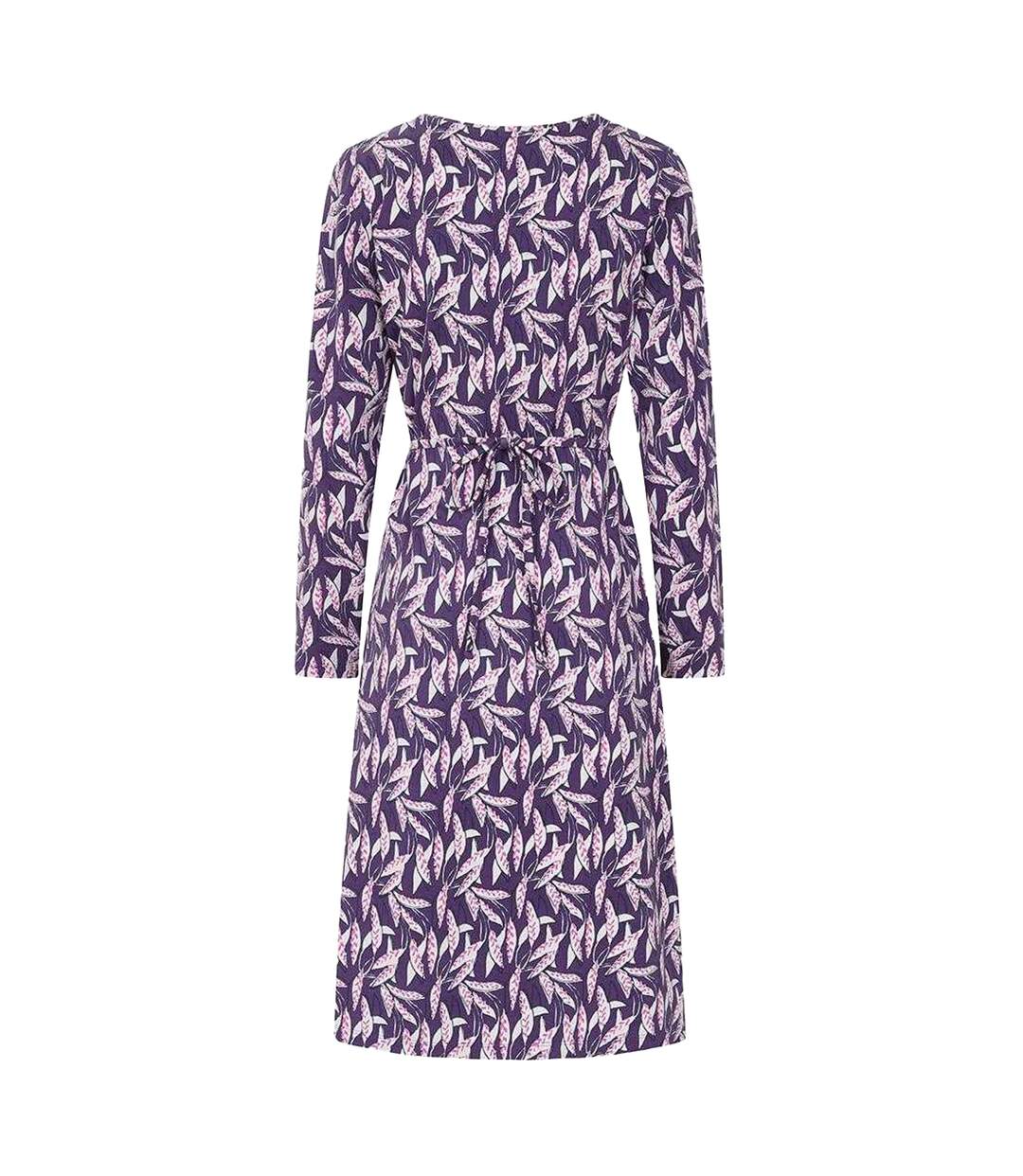 Robe Mi-longue Manches Longues Motif/style Orge Femme Violet Lazy Jacks-3