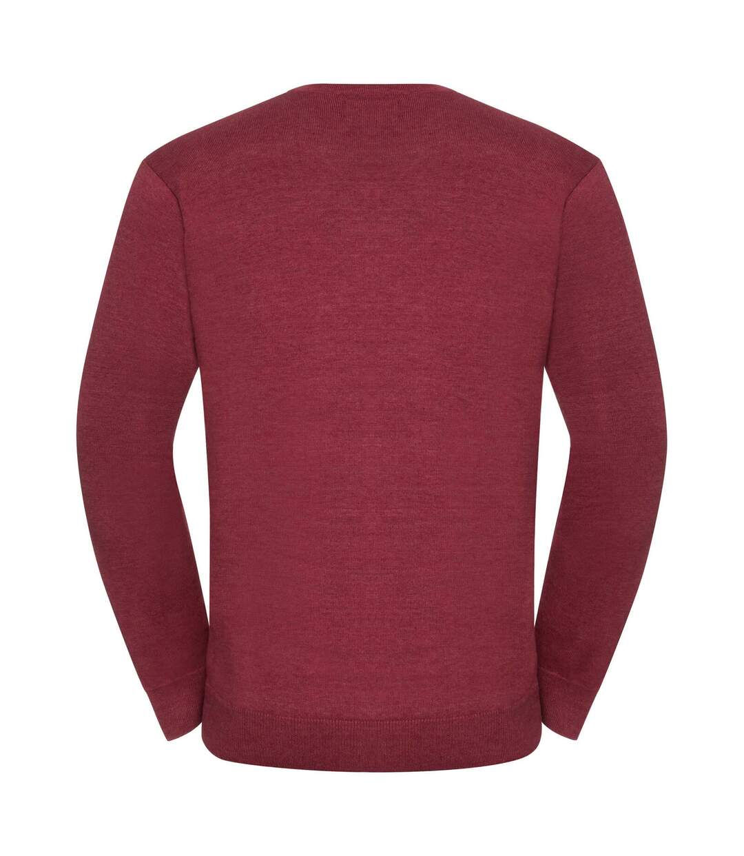 Russell Collection Mens V-Neck Knitted Pullover Sweatshirt (Cranberry Marl) - UTBC1012