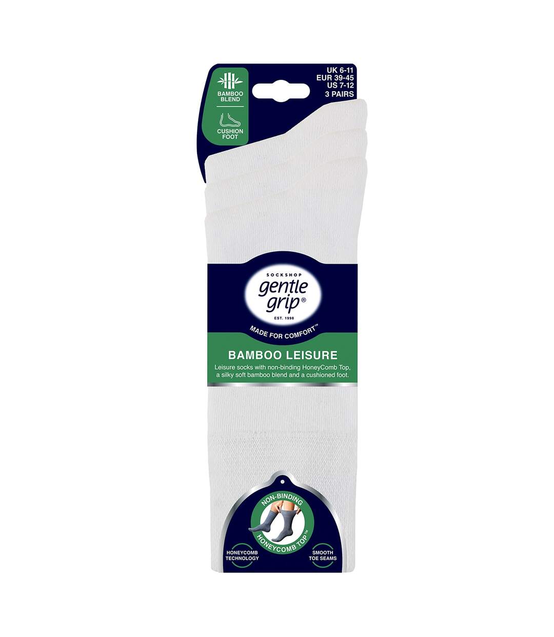 Gentle Grip- Lot De 3 Chaussettes Homme Bambou Respirantes Confort-2