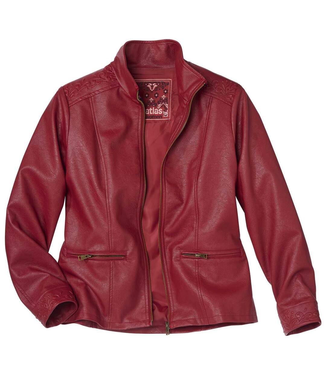 Women's Faux Leather Jacket - Burgundy Atlas For Men