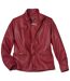 Women's Faux Leather Jacket - Burgundy