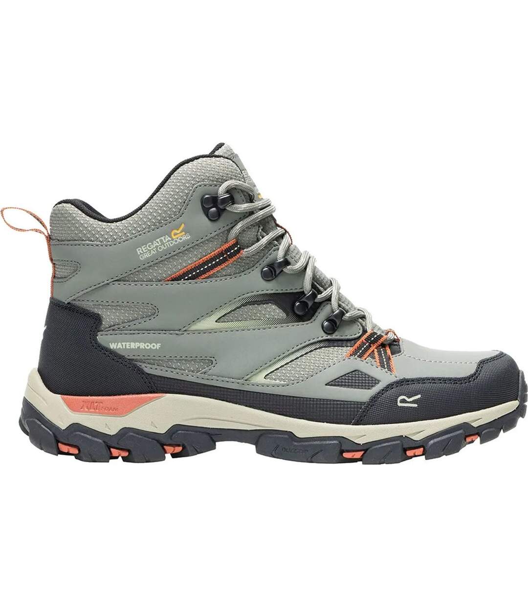 Chaussures Montantes De Marche Imperméables Holcombe Homme Gris Kaki Blanc Cassé Regatta-1