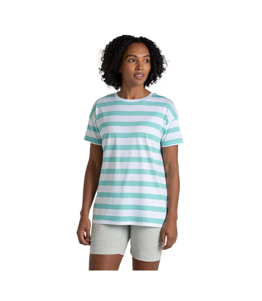 Womens/ladies Yago Stripe T-shirt Aqua Sky Craghoppers-4