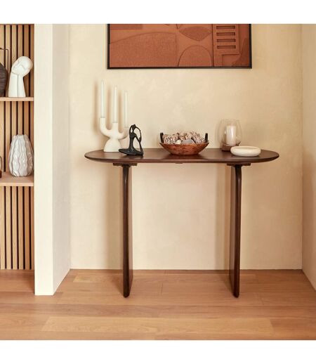 Console ovale en acacia ISANA - Marron