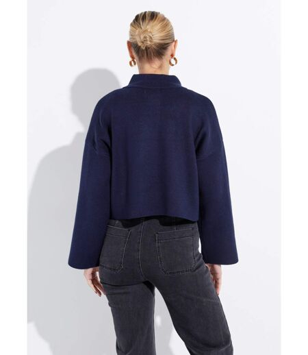 Pull court avec col montant zippé