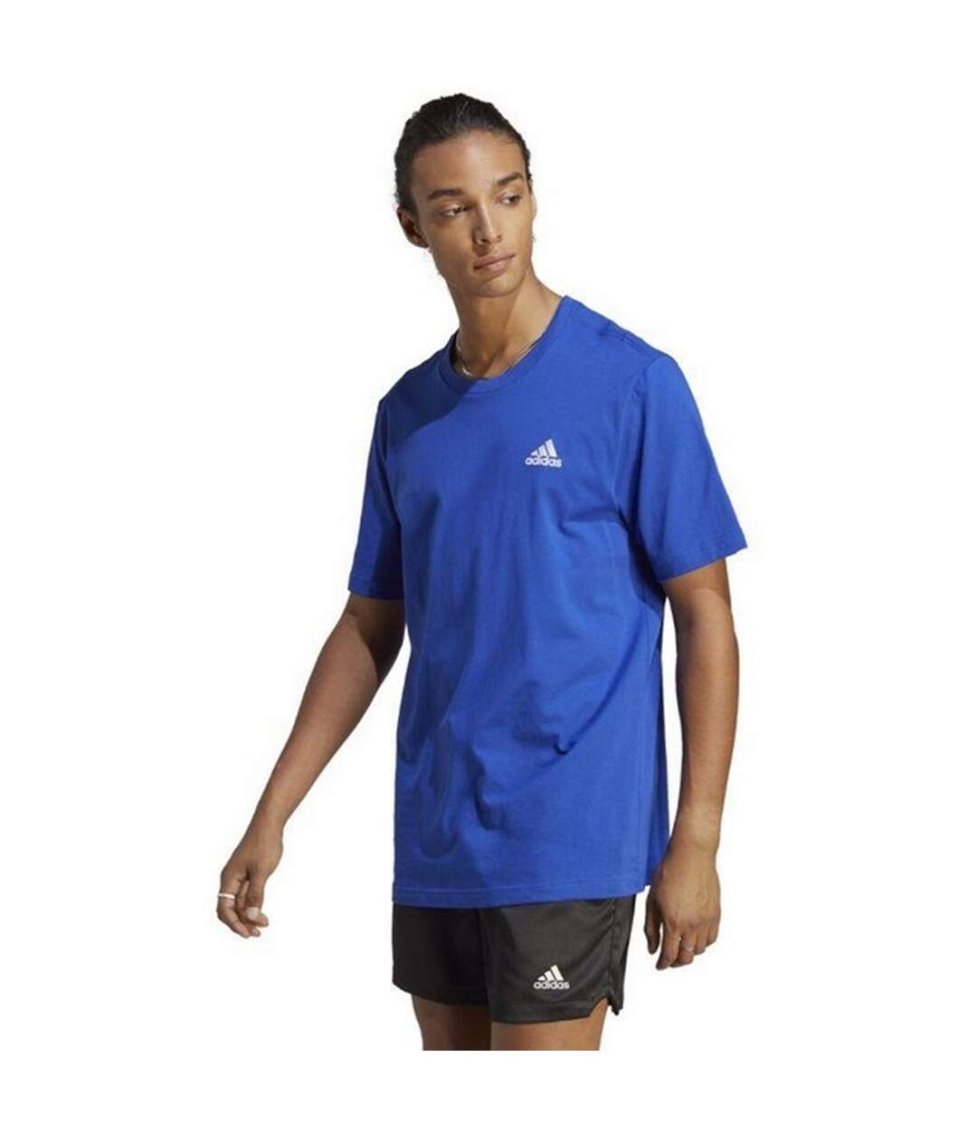 T-shirt Style Logo Brodé Essentials Homme Bleu Adidas-1