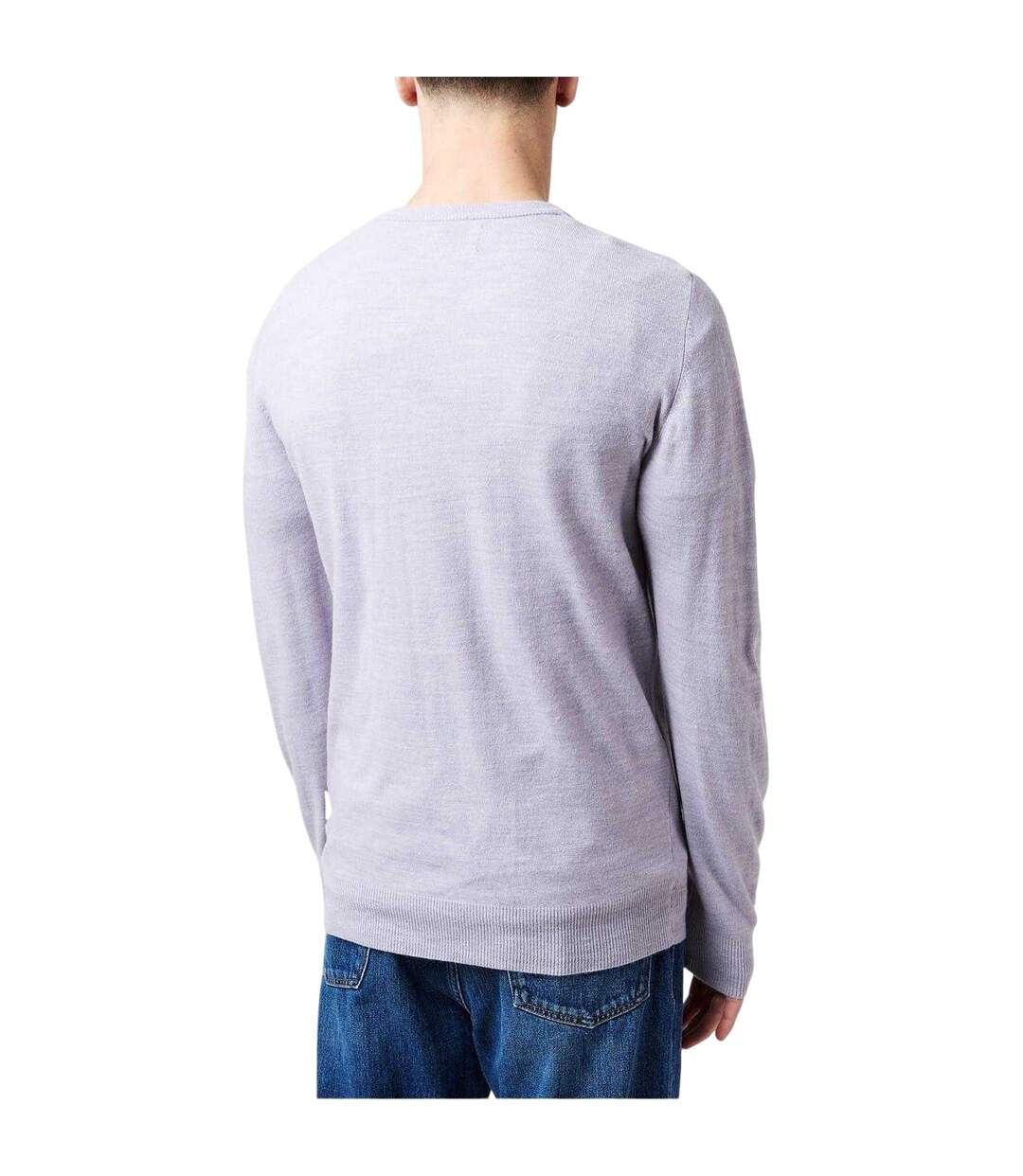 Mens Embroidered Logo Acrylic V Neck Long-sleeved Jumper Light Grey Lee Cooper-2