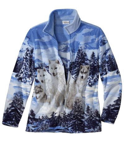 Polarowa bluza z motywem wilków