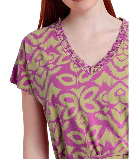 Robe estivale manches courtes Pink And Green Admas