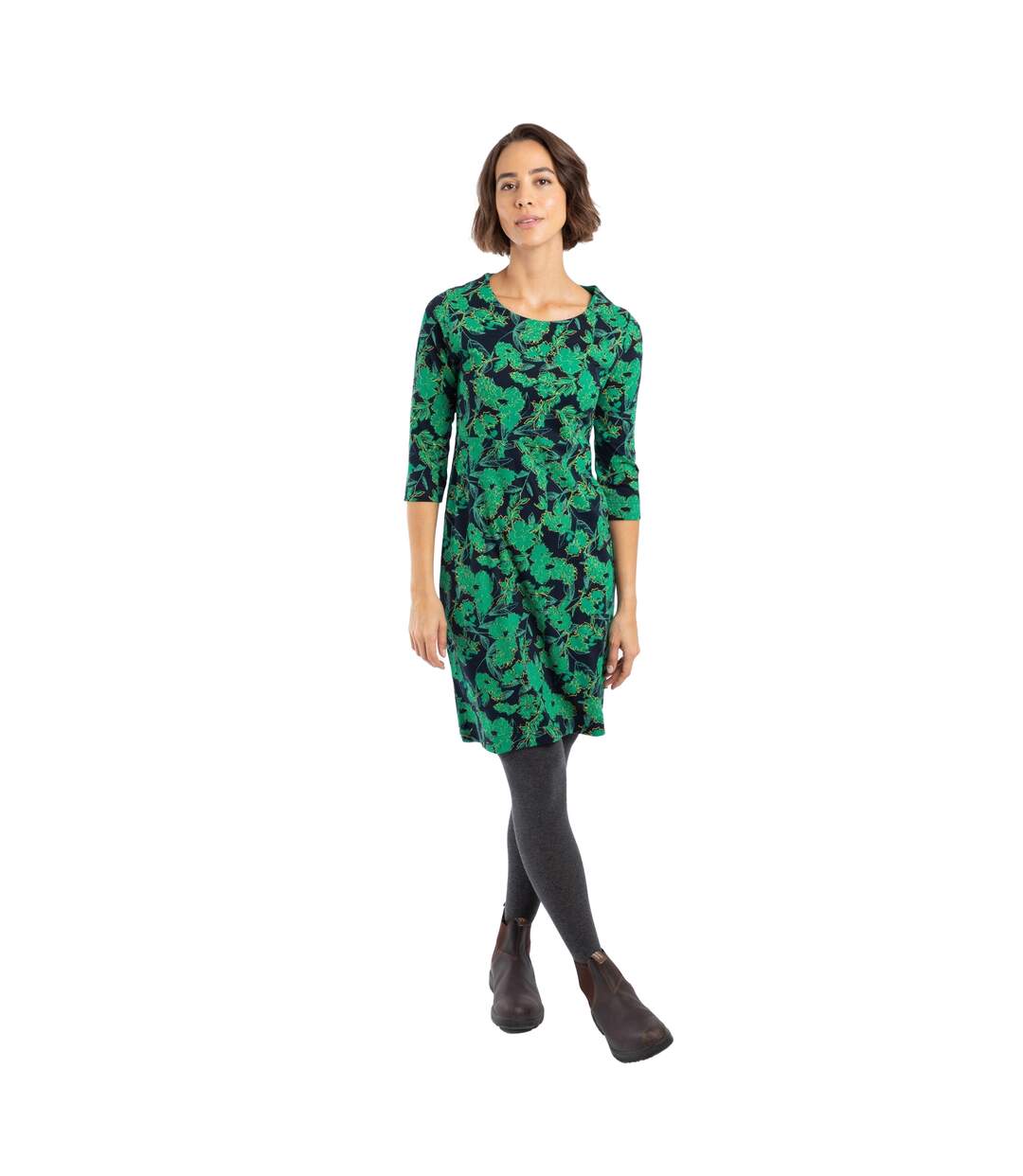 Womens/ladies Shafika Printed Jersey Midi Dress Night Blue Weird Fish-1
