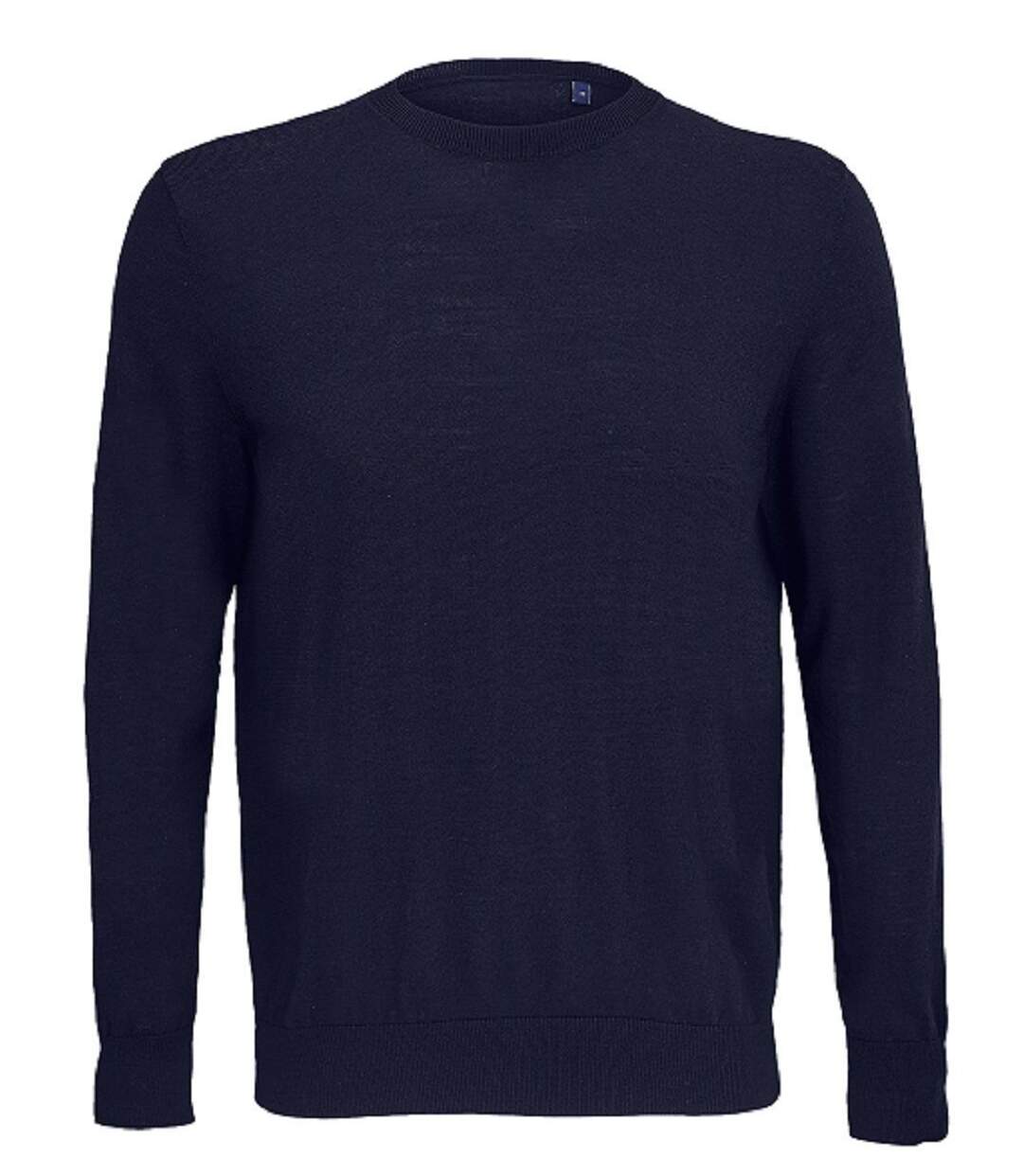 Pull col rond en laine merinos - Homme - 04037 - bleu nuit-1