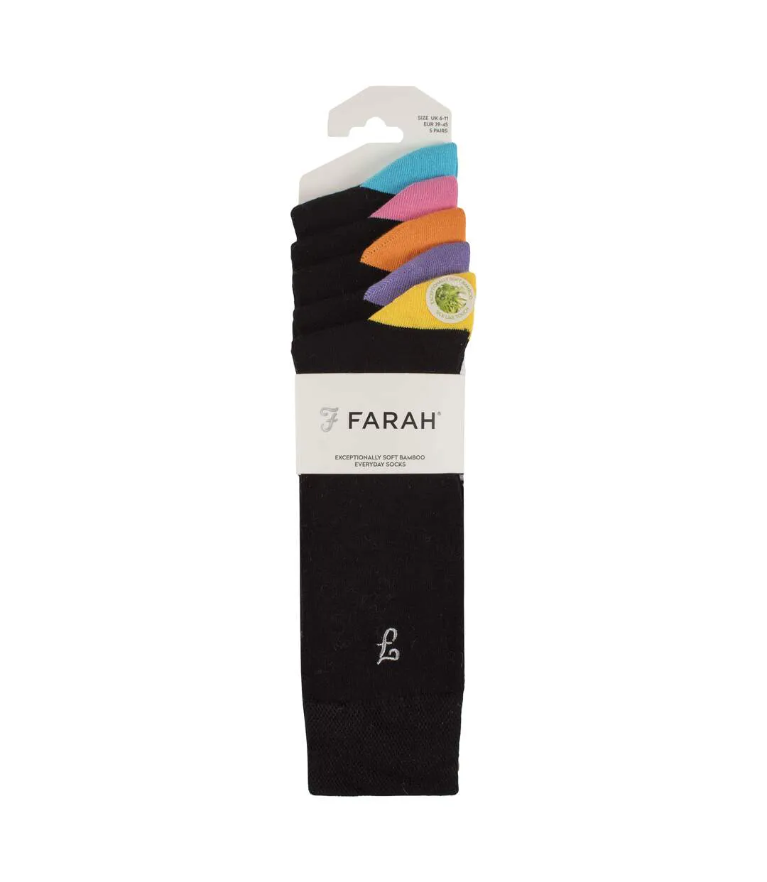 Farah - Lot de 5 paires de chaussettes douces respirantes en bambou homme-2