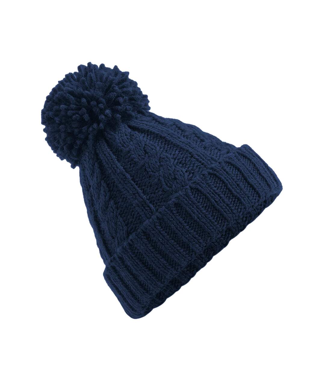 Unsiex Adultes Bonnet En Tricot Torsadé Mélangé Bleu Marine Beechfield-2