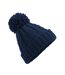 Unsiex Adultes Bonnet En Tricot Torsadé Mélangé Bleu Marine Beechfield-2