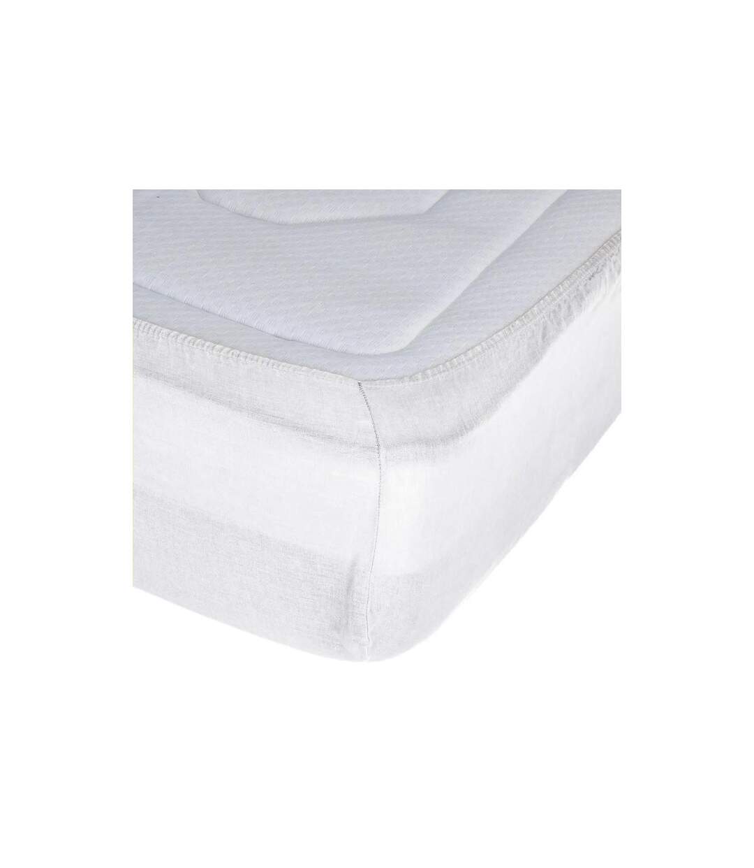 Drap Housse en Lin Adorable 160x200cm Blanc-2