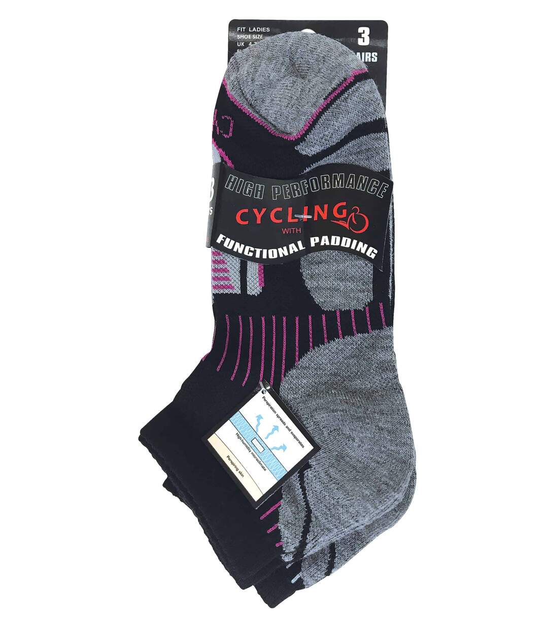 3 Paires Chaussettes Cyclisme Femme Sport Basses-2