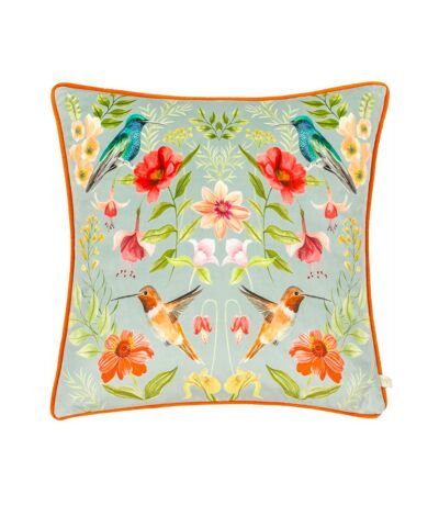 Nectar contrast piping velvet blossom cushion cover 43cm x 43cm white/orange Wylder