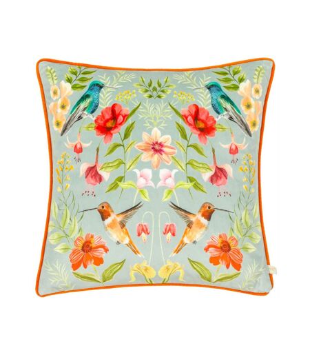 Nectar contrast piping velvet blossom cushion cover 43cm x 43cm white/orange Wylder