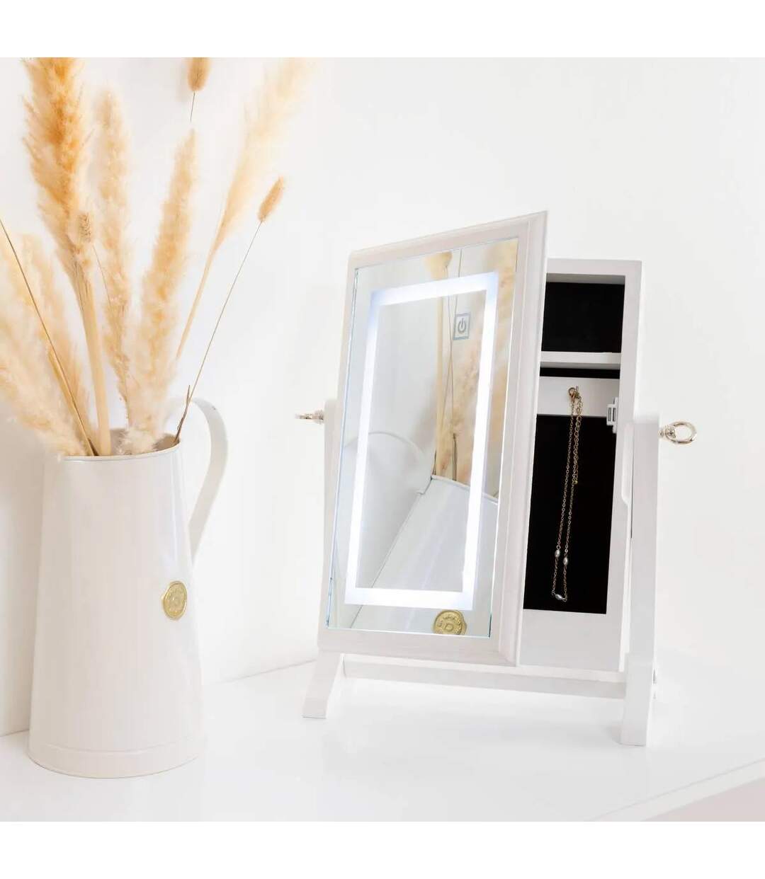 Armoire à Bijoux Design Led 36cm Blanc-3