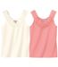Pack of 2 Women's Lace Vest Tops - White Pink