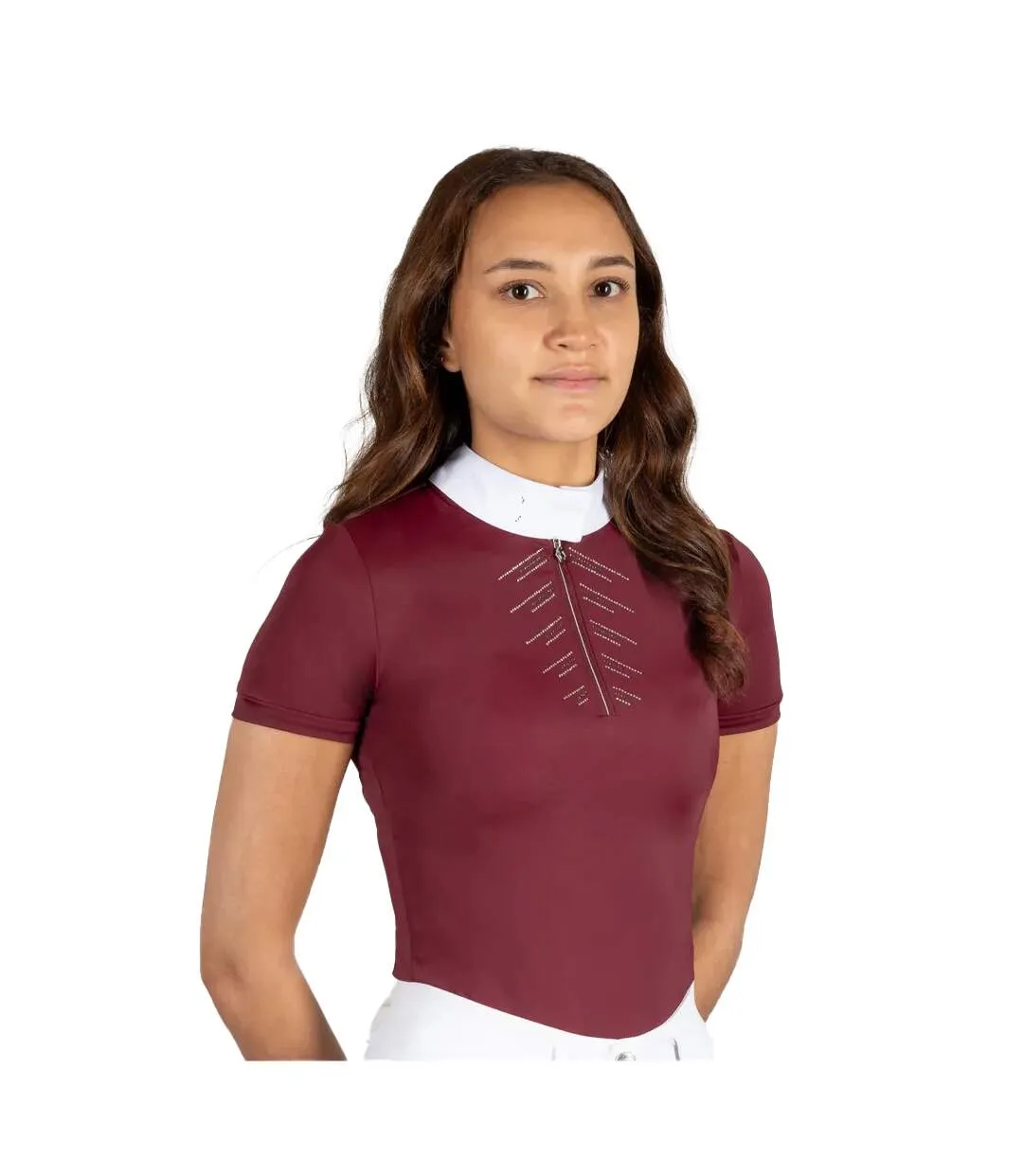 Womens/ladies Harthill Diamante Show Shirt Windsor Wine Coldstream-1