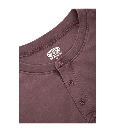 Mens noah organic henley t-shirt burgundy Animal