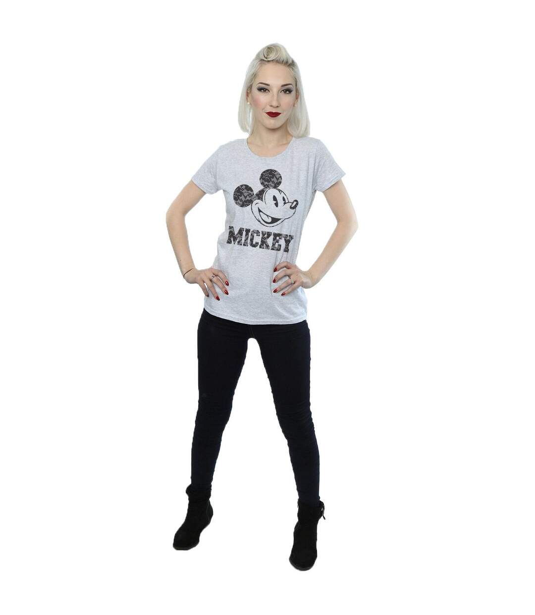 Disney T-shirt en coton à lacets Mickey Mouse Femme/Femme (Gris sportif) - UTBI31377-4