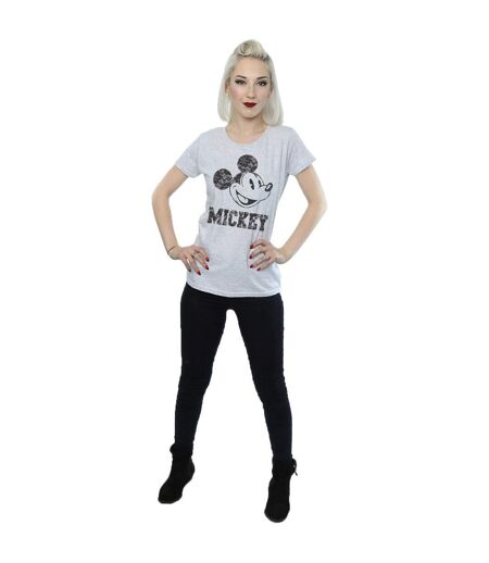 Disney T-shirt en coton à lacets Mickey Mouse Femme/Femme (Gris sportif) - UTBI31377