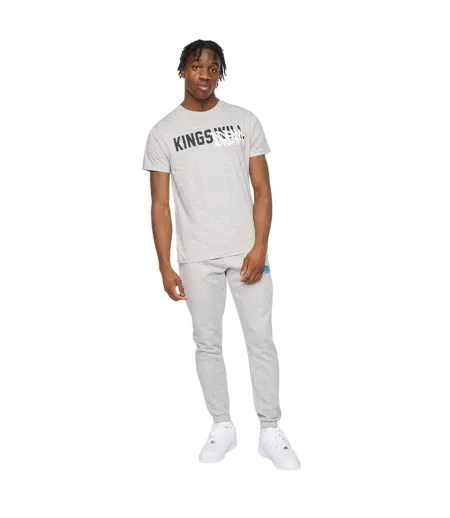 Mens Back Print Cotton T-shirt Grey Marl Kings Will Dream