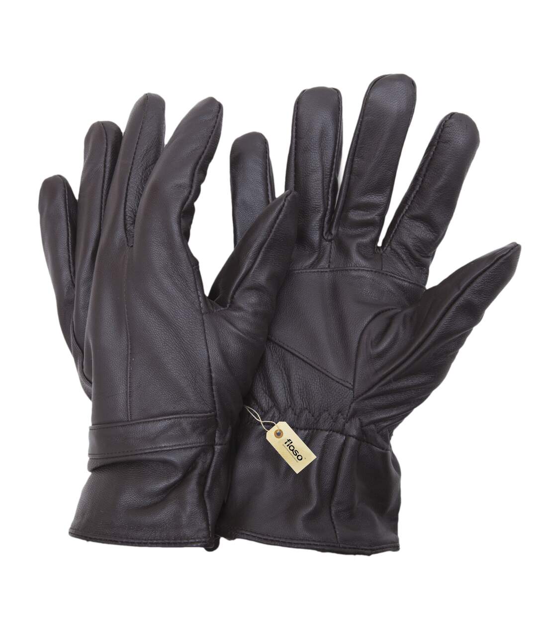 FLOSO Mens Genuine Leather Gloves (Brown) - UTGL102-1