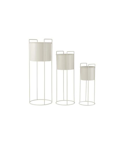 Lot de 3 Cache-Pots sur Pied Métal 80cm Blanc