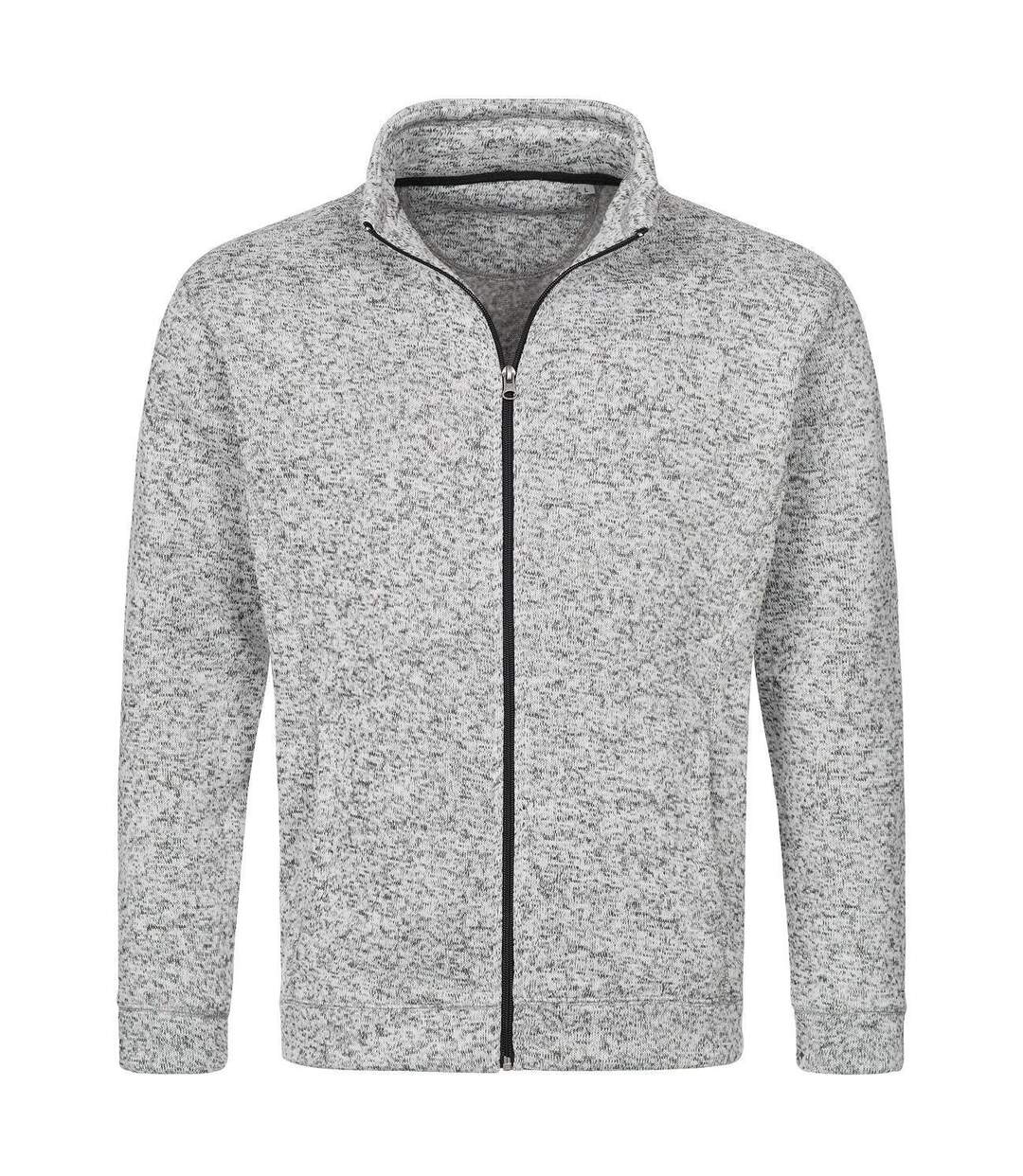 Veste polaire en tricot manches longues - Homme - ST5850 - gris clair mélange-2