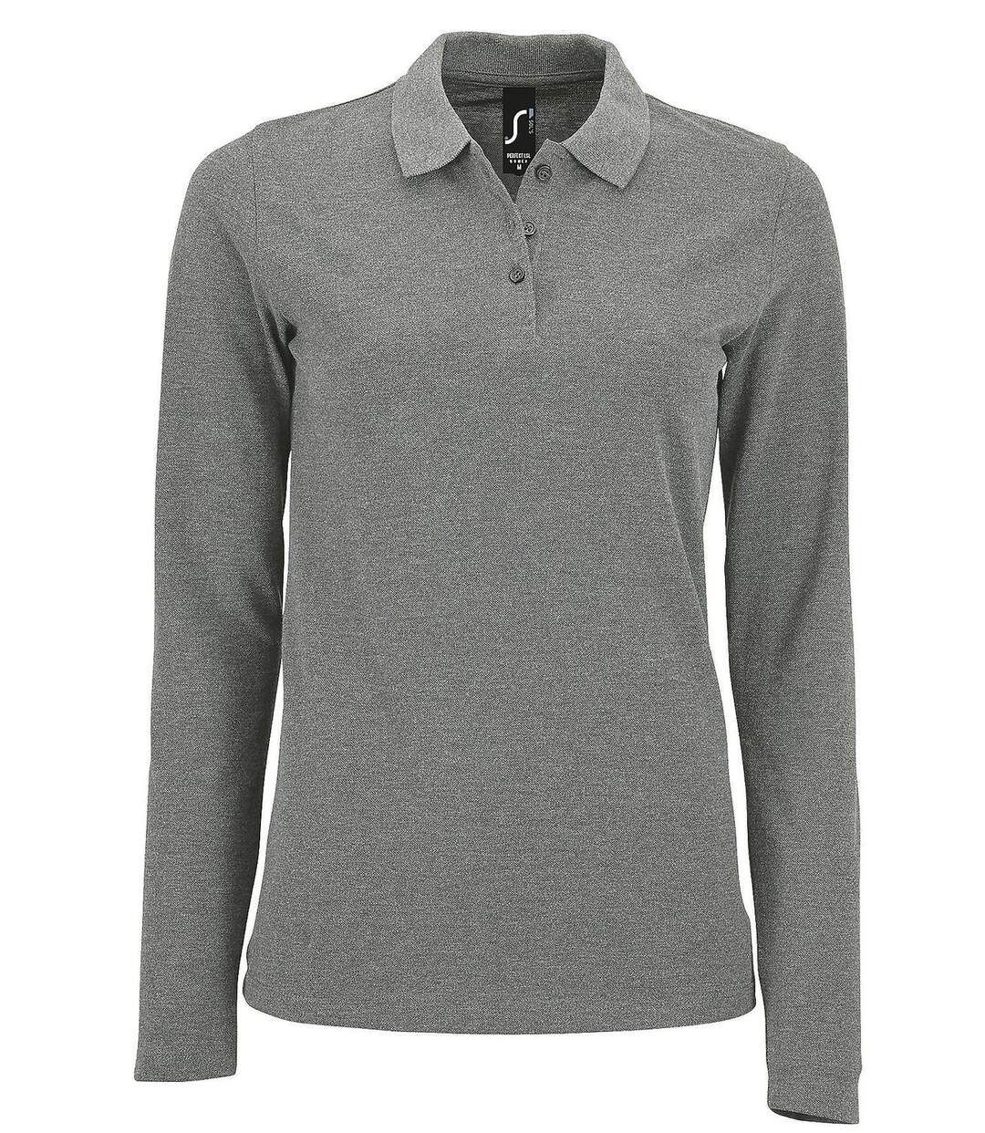 Polo manches longues - Femme - 02083 - gris chiné