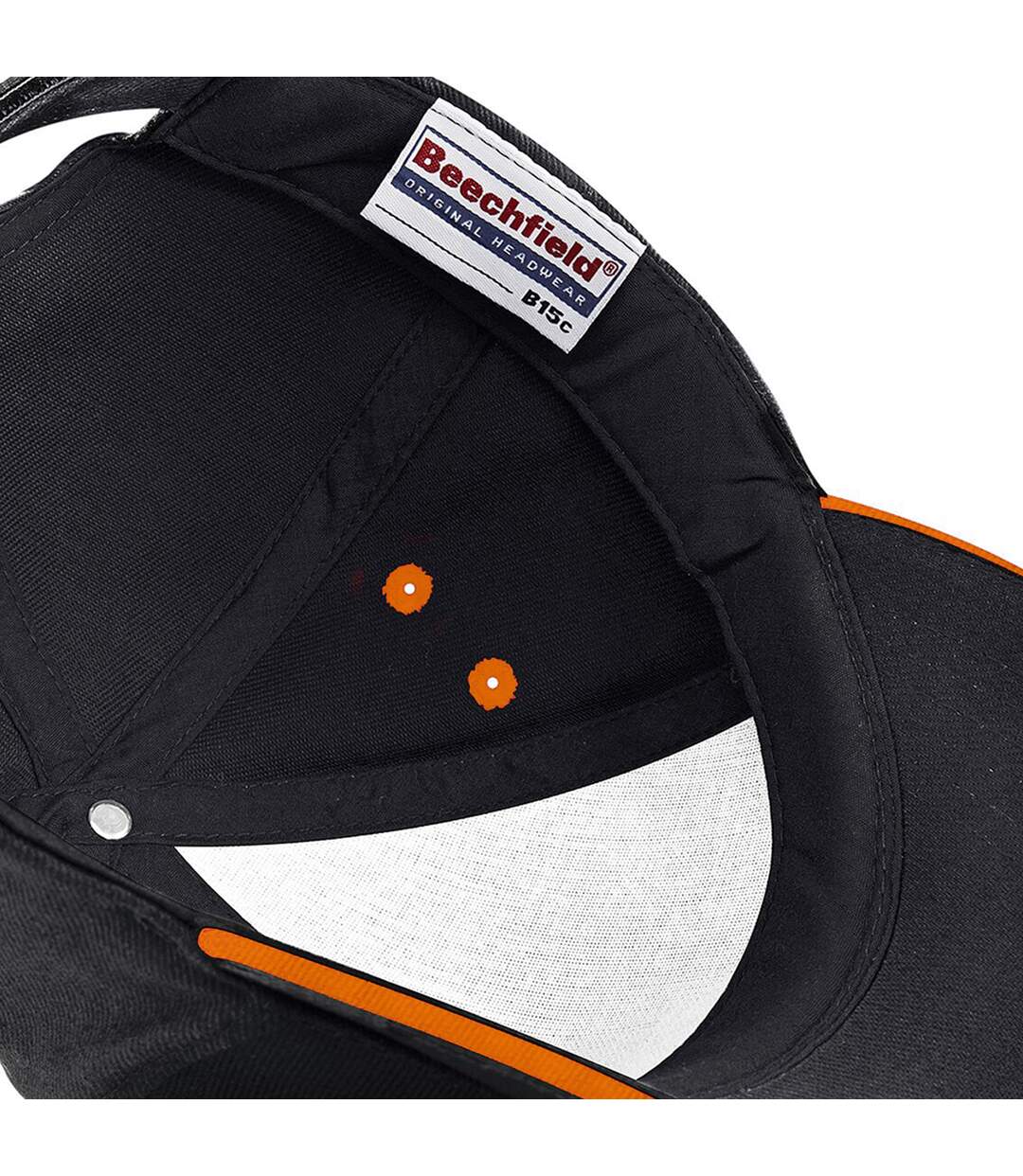 Beechfield Unisex Ultimate 5 Panel Contrast Baseball Cap With Sandwich Peak / Headwear (Black/Orange) - UTRW222-3