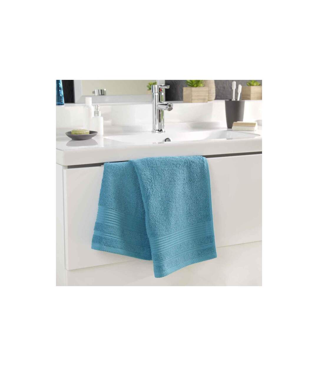 Serviette de Toilette Tendresse 50x90cm Bleu Paon-2