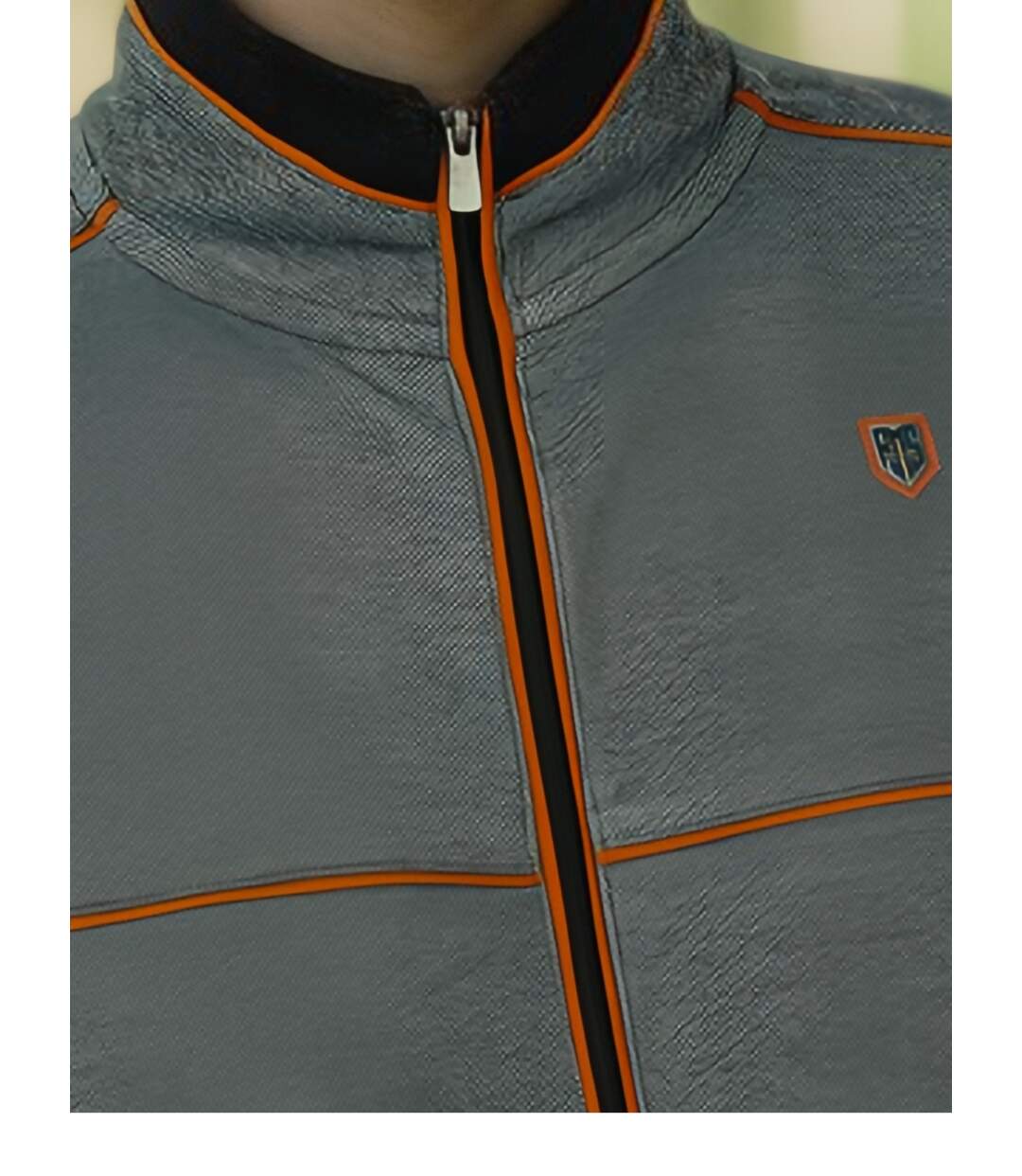 Gilet homme noir manches longues - col montant - fermeture par glissière-4