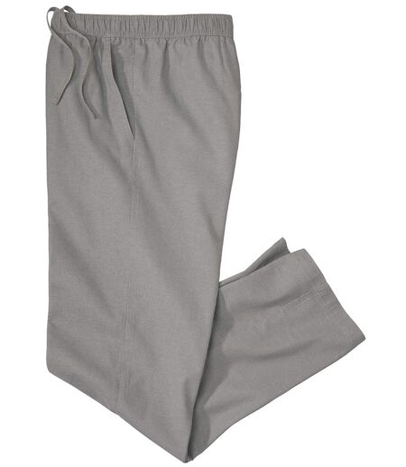 Men's Grey Casual Stretch Trousers - Cotton/Linen