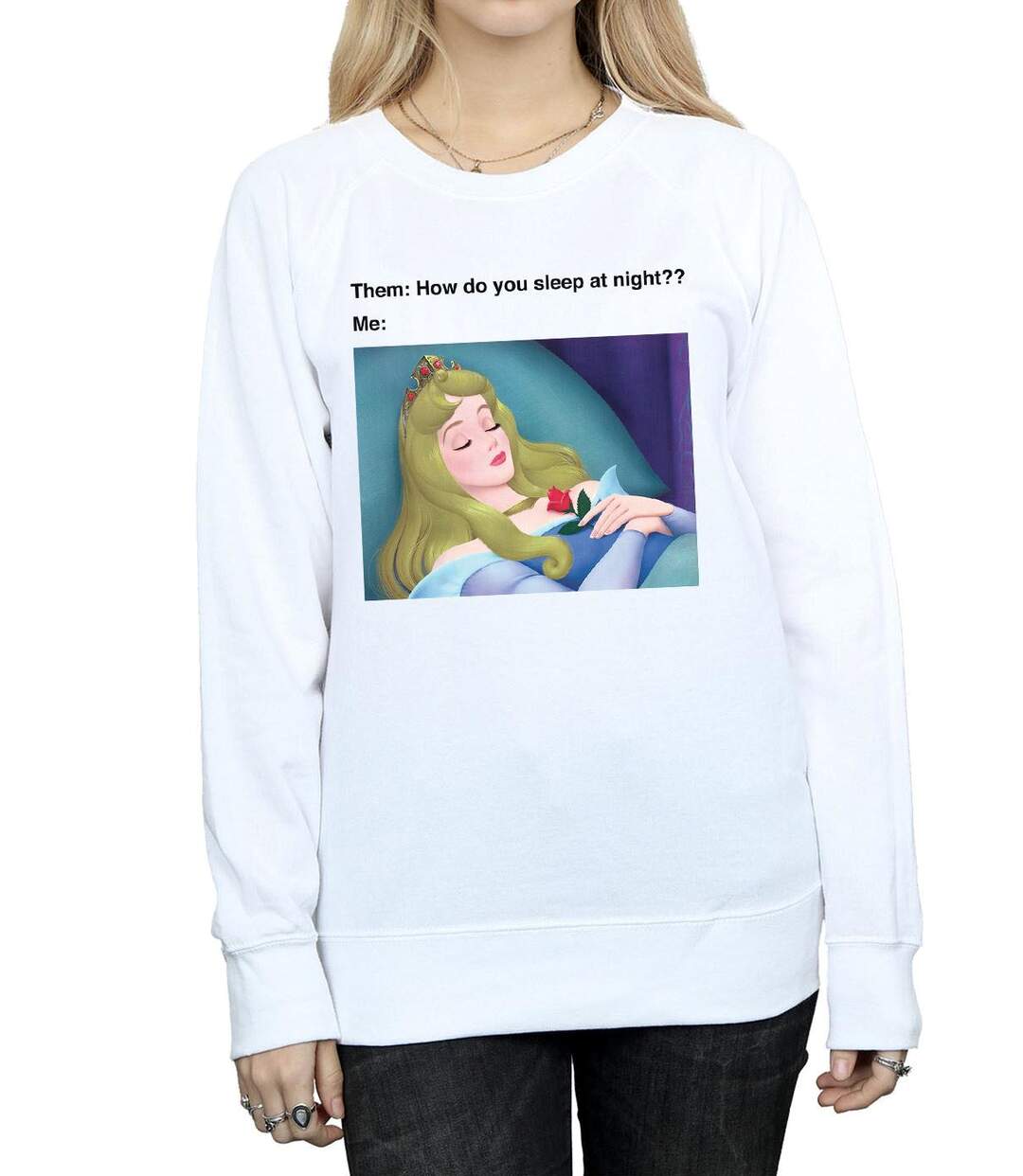 Disney Sweatshirt Womens/Ladies Sleeping Beauty Meme (Blanc) - UTBI12471-3