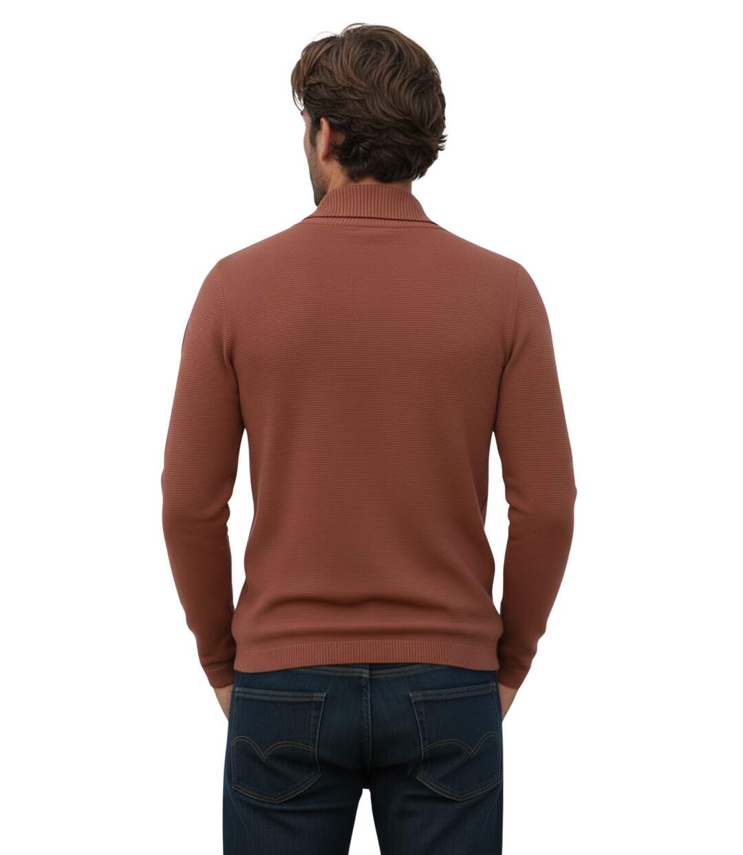Pull Tunisien Orange Décontracté Manches Longues pour Homme - Confort et Style-2