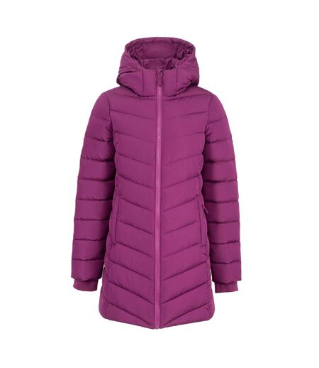 Womens/ladies Polyester Mid Length Padded Jacket Plum Slazenger