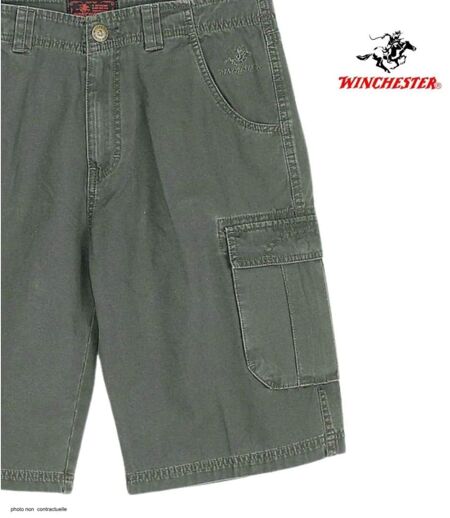 Bermuda homme WINCHESTER IDAHO1 vert olive : le short cargo multi-poches ultra-résistant